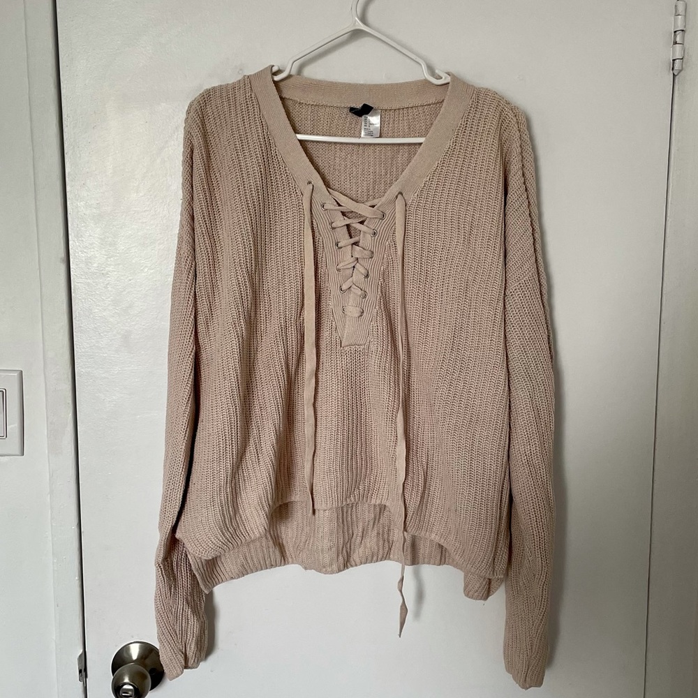 H&M Lace-Up Knit Sweater